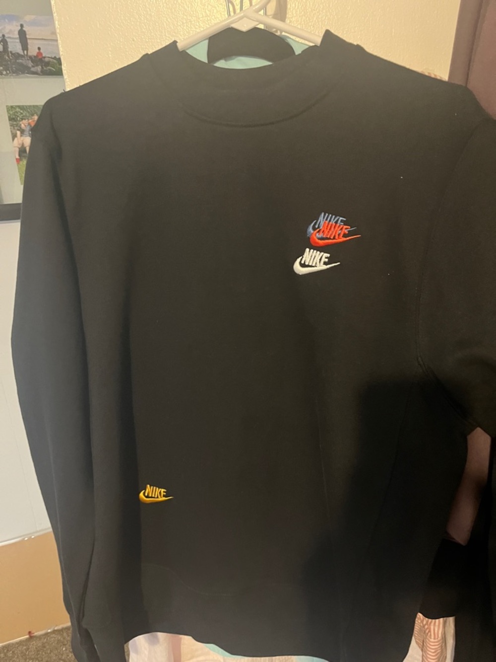 Nike Black Crewneck Sweatshirt with Multicolor Logos